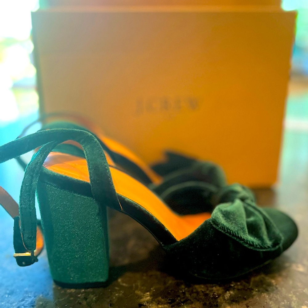 J. Crew Velvet Knotted Peep-Toe Heels-8.5